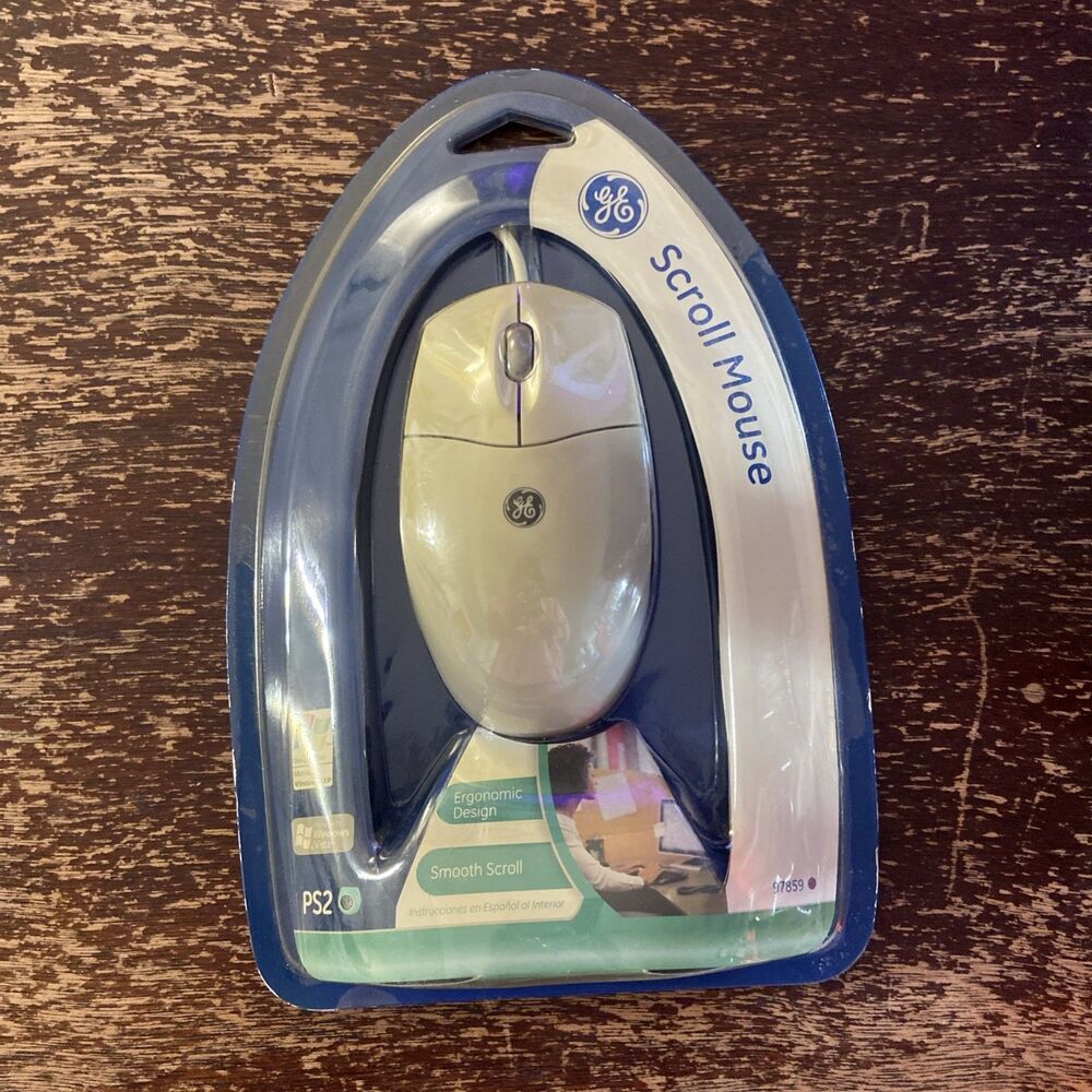 GE 97859 Scroll Mouse Wired PS2 for Microsoft Windows 95,Win 98,2000,XP New